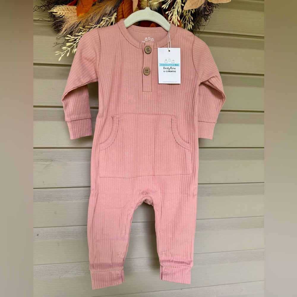 Pink Ribbed Baby Jumpsuit
